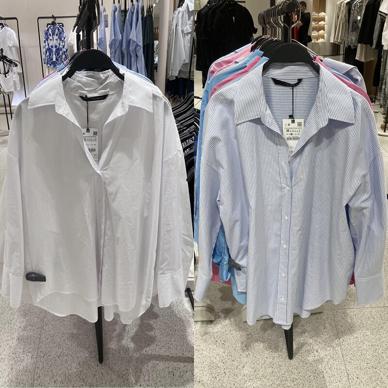 Za New Blue and White Striped Poplin Long-Sleeved Loose Solid Color Shirt Women's Clothing Ra02495702044