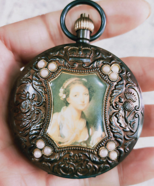 Republic of China antique pure copper genuine old goods collection miscellaneous enamel color copper shell Western double open pocket watch