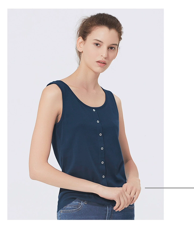 Tongniu 2020 mùa xuân và mùa hè mới cổ tròn chải có gân giả cardigan nữ áo vest mỏng vừa vặn VB066 - Áo vest