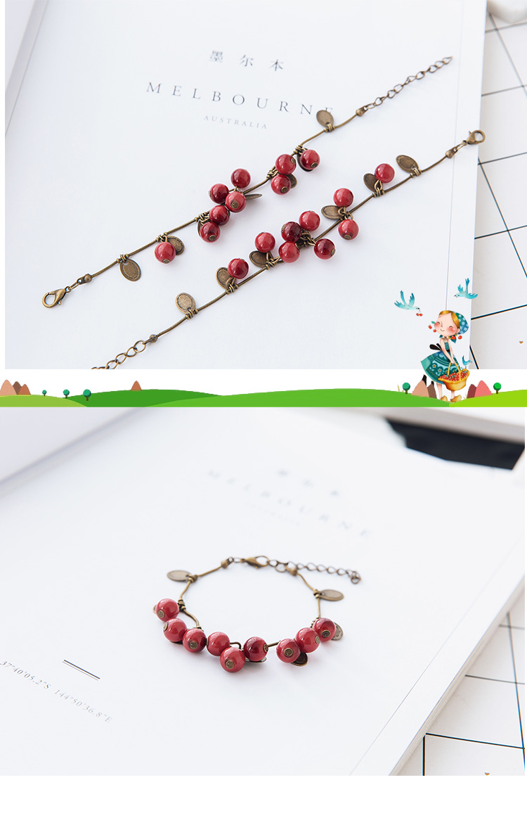 Garnet Vòng Đeo Tay của Phụ Nữ Hàn Quốc Phiên Bản Phụ Kiện Hạt Bracelet Pha Lê Cherry Giả Opal Bangle Bracelet Trang Sức