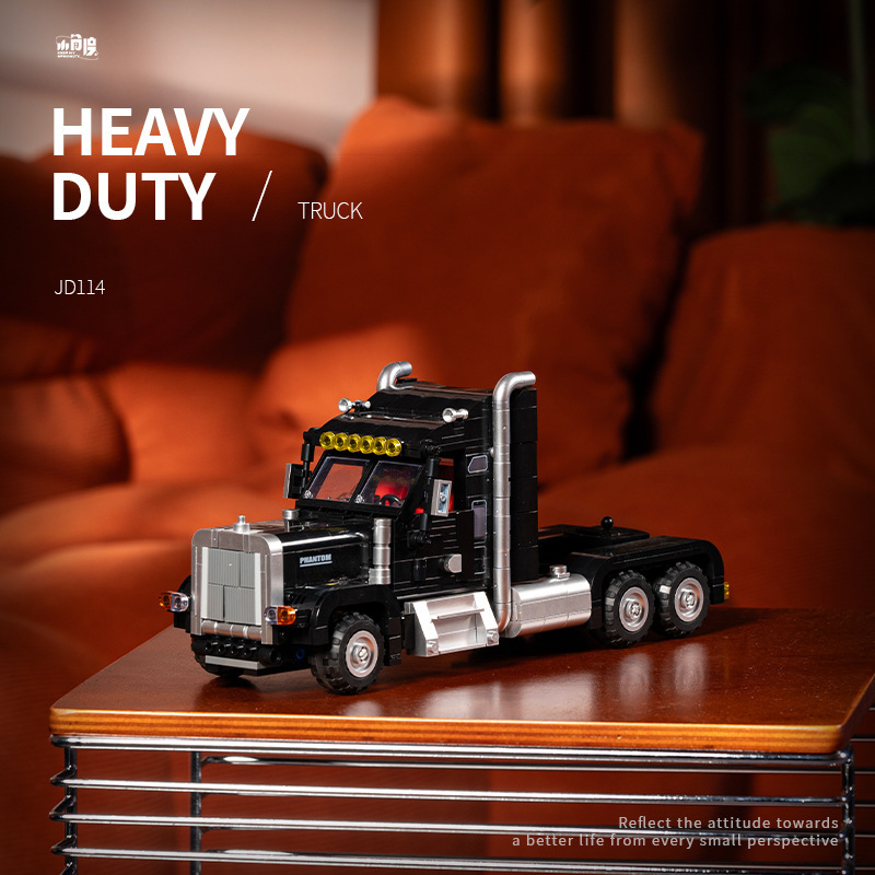 Small Angle Jd114 American-Style Tractor Boy's Educational Assembly Truck Car Building Block Toy Birthday Gift Model
