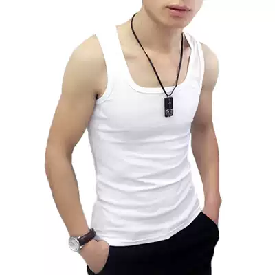 Summer Korean version of cotton elastic tight-fitting sweat vest men's slim I-shaped vest youth solid color inner clothes tide
