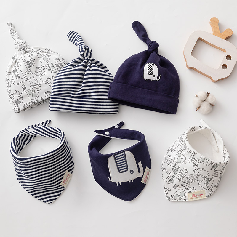 0-3-6 months newborn summer super cute cotton spring warm tire hat newborn baby triangle scarf full moon baby hat