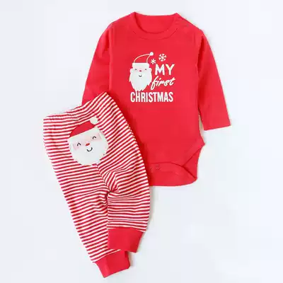 Baby long sleeve triangle halter suit baby cotton jersey spring and autumn cotton base Shirt pants