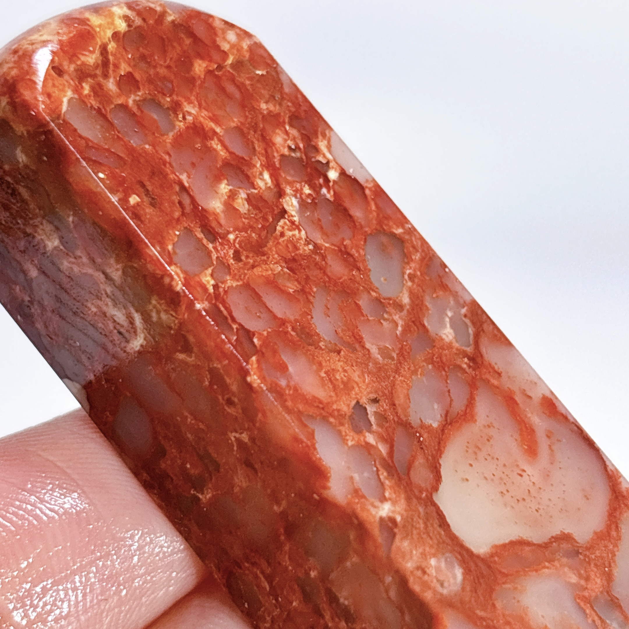 寿山石金丝汶洋朱砂红蜂窝冻葡萄冻篆刻收藏好物1.3×1.8×6cm