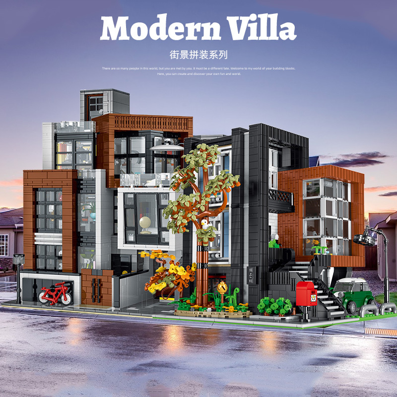Modern Korean-Style Villa Building Block Street Scene Creative House Assembly Model Villa Modular Toy Gift Moc