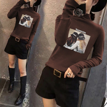 European long-sleeved t-shirt double-sided German velvet 2020 brushed plus velvet bottoming shirt womens spring autumn and winter tops are wild