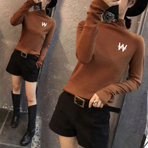 The owners own fried chicken Meijia velvet high-neck bottoming shirt Western style short top double-sided German velvet t-shirt