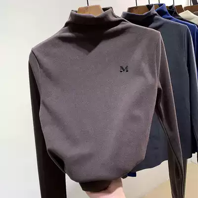 Shop owner left fried chicken beauty high collar plus velvet base shirt polished T-shirt warm foreign pie inner top