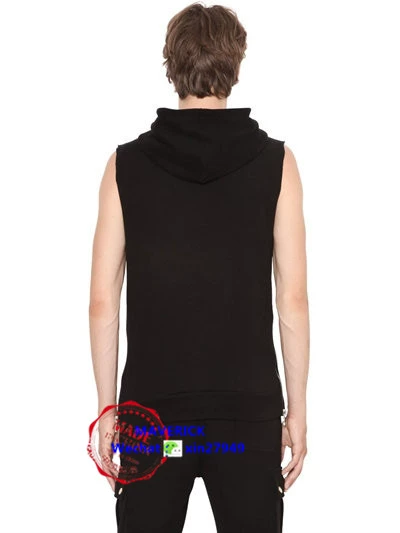 LT.17 mùa xuân và mùa hè mới dệt kim không tay zip vest cá tính chiến binh trùm đầu vest