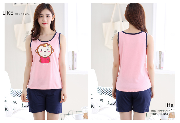 Cotton vest quần short đồ ngủ chất béo MM nữ mùa hè không tay XL dịch vụ nhà phụ nữ mô hình lỏng phù hợp với mùa hè