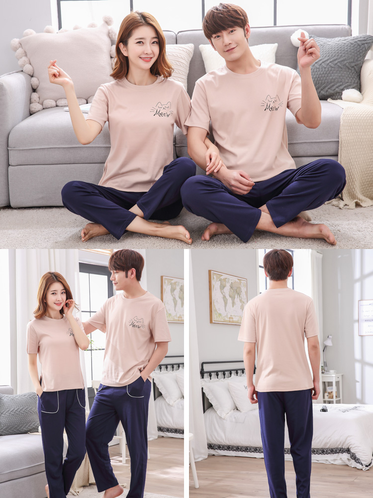 Mùa xuân và mùa hè quần ngắn tay vài nhà dịch vụ của nam giới thể thao và giải trí bông đồ ngủ nữ mùa xuân lỏng đồ ngủ các kiểu đồ bộ mặc ở nhà đẹp