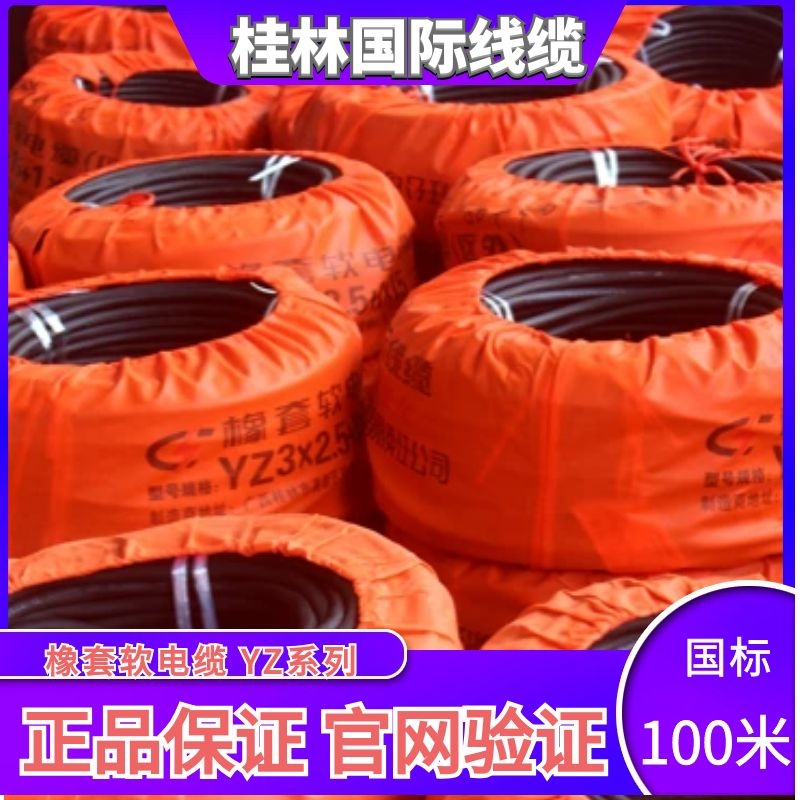 Guilin International Wire and Cable Factory Rubber Cover Yz2-Core 3-Core Outdoor Soft Cable Charging Pure Copper 1 Square 2.5