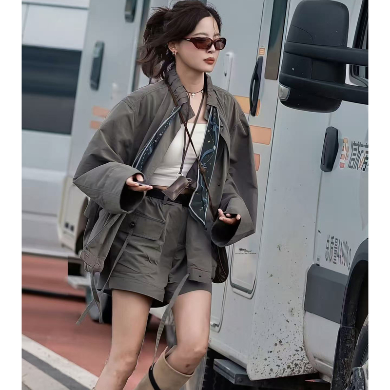 Xin Zhile's Workwear-Style Jacket and Shorts Set for Women, 2026 Autumn, Loose Short Jacket