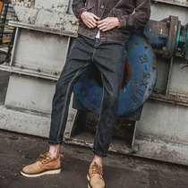 LMTNZD spring and summer retro old black jeans mens Korean version thin slim handsome small pants tide