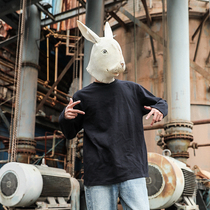 LMTNZD autumn round neck T-shirt men Base White Japanese trend loose solid color long sleeve top base shirt