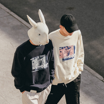 LMTNZD ROUND COLLAR JERSEY MENS 2022 SPRING AUTUMN SEASON NEW CARTOON PRINTED COLLAGE YOUNG HANDSOME AIR TREND BLOUSE