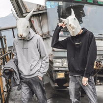 LMTNZD 20 Japanese black hooded sweater mens spring and summer letters loose casual tide brand pullover hoodie