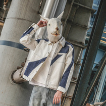 LMTNZD denim jacket mens summer thin lapel loose trend hip hop top retro casual port wind jacket