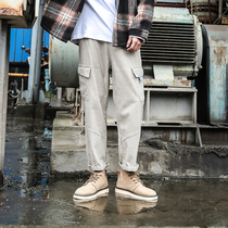 LMTNZD2021 spring and summer new overalls mens Korean version of the tide retro old casual loose straight pants