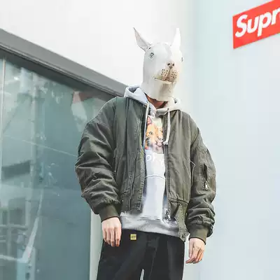 LMTNZD winter retro wild MA1 pilot frock sweater men Oversize Korean edition loose cotton jacket