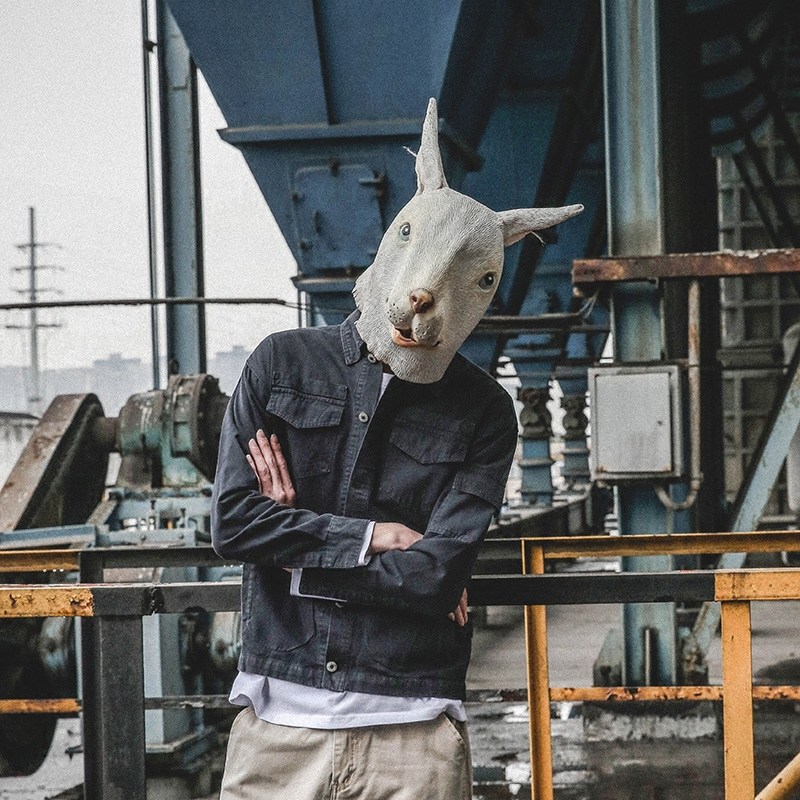 LMTNZD spring and summer original retro trend old thin frock coat Korean version slim solid color long sleeve shirt men