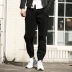LMTNZD mùa đông đơn giản nam hoang dã mặc quần yếm màu đen chân thường quần jogger nam Quần làm việc