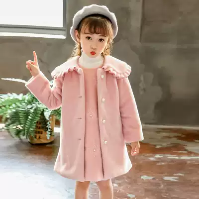 Girls woolen coat foreign style winter wear new girls late autumn coat children mink velvet woolen coat women thickened