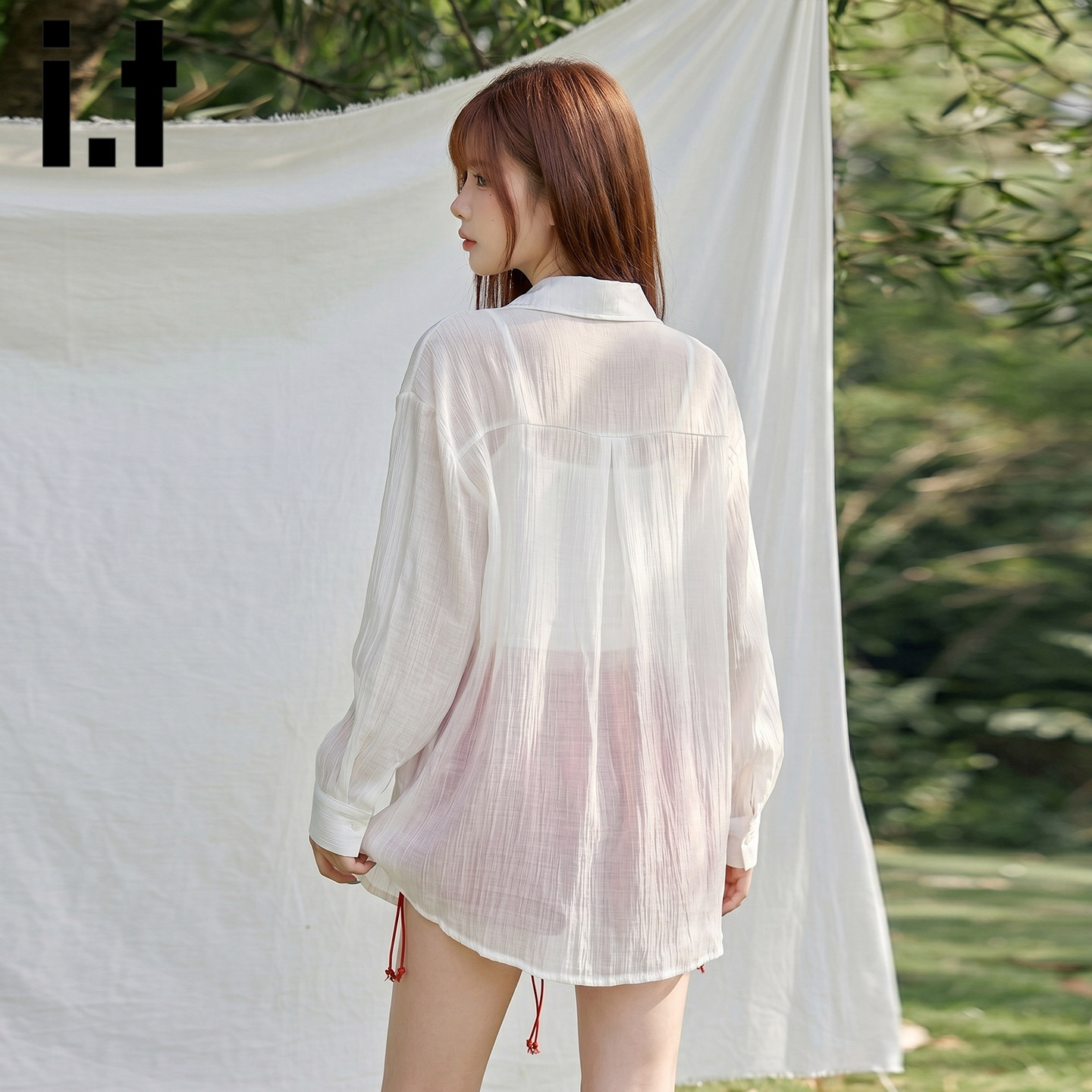 it:CHOCOOLATE White Long-Sleeved Shirt for Women, 2026 New Summer Style, Thin Sun Protection Shirt, Outerwear