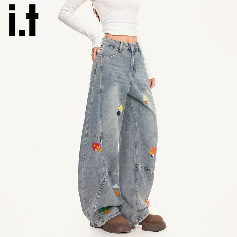 It:Chocoolate Light-Colored Scimitar Jeans for Women 2026 New Spring and Summer Design Straight Wide-Leg Pants