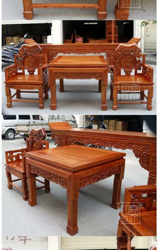 Gỗ gụ nội thất gỗ hồng mộc Burmese Zhongtang Burmese gỗ hồng mộc Ganoderma lucidum ghế Zhongtang 4 mảnh đặt trường hợp gỗ gụ hiên - Bàn / Bàn bàn gỗ me tây nguyên tấm