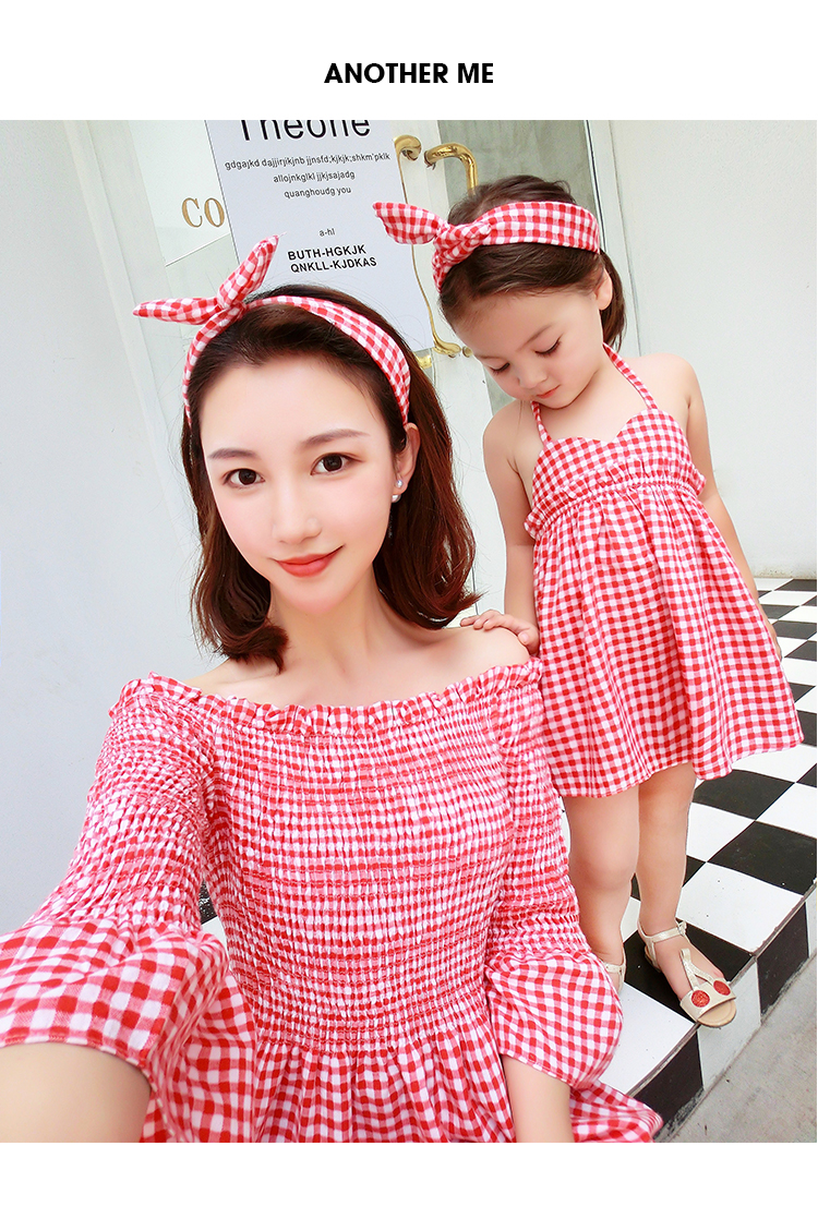 AM Sauce Majia [gửi thắt lưng] áo sơ mi kẻ sọc ngọt ngào Pháp 2018 mới đầm mẹ-con áo thun đẹp cho cả nhà