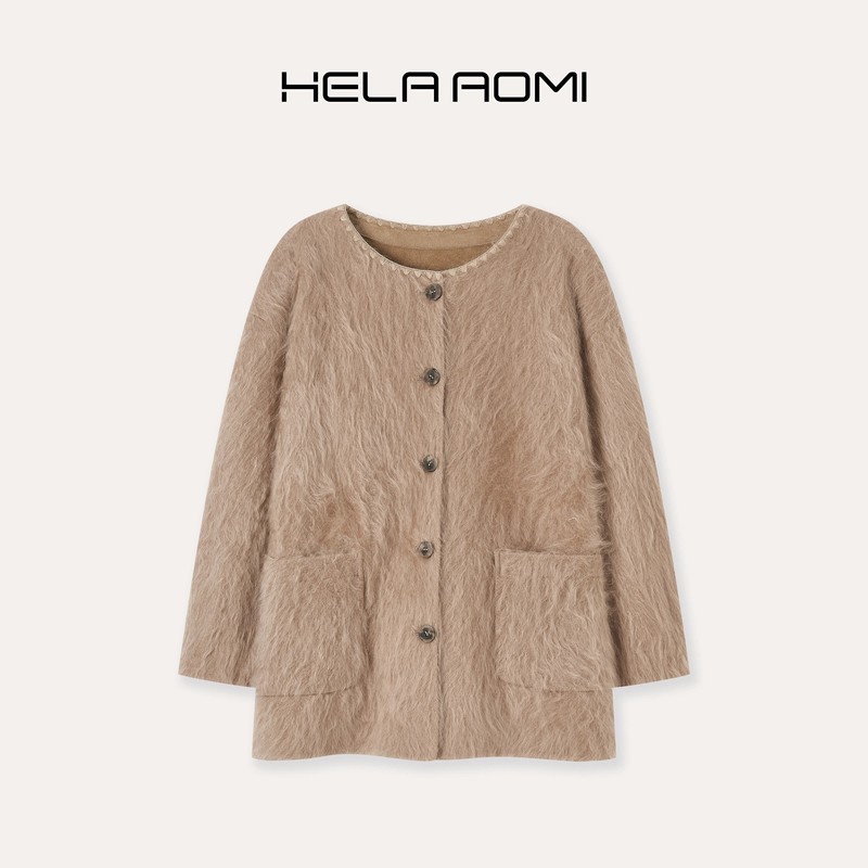 Qiu Yingying's 90.1% Sheep Wool and Mulberry Silk Short Woolen Coat for Women in Autumn
