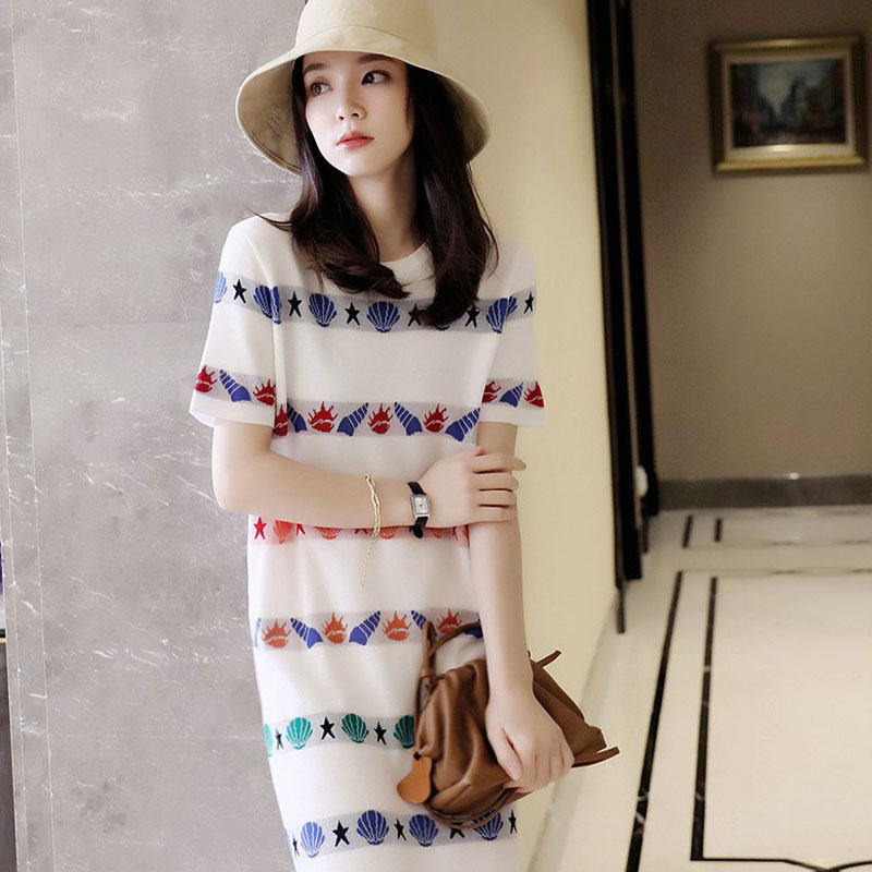 2021 New high-end light extravagant lukewarm and windy with small scented breeze Advanced sensation white knit foreign dress children Summer