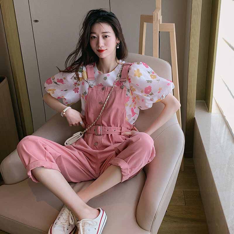 2021 New Elegant Breeze Little Sub Pink High Waist Straight Drum Wide Pants Denim Cuddling Bag Pants Woman Summer Thin