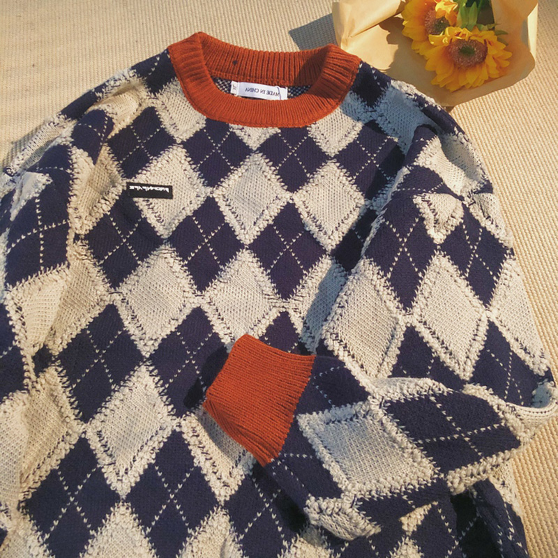 2020 new raccoon velvet round neck New Year's clothes Christmas hit color diamond sweater women's winter retro Japanese lazy