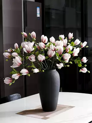 High-end budding magnolia simulation bouquet living room dining table fake flower decoration decorative floral set vase flower arrangement silk flower