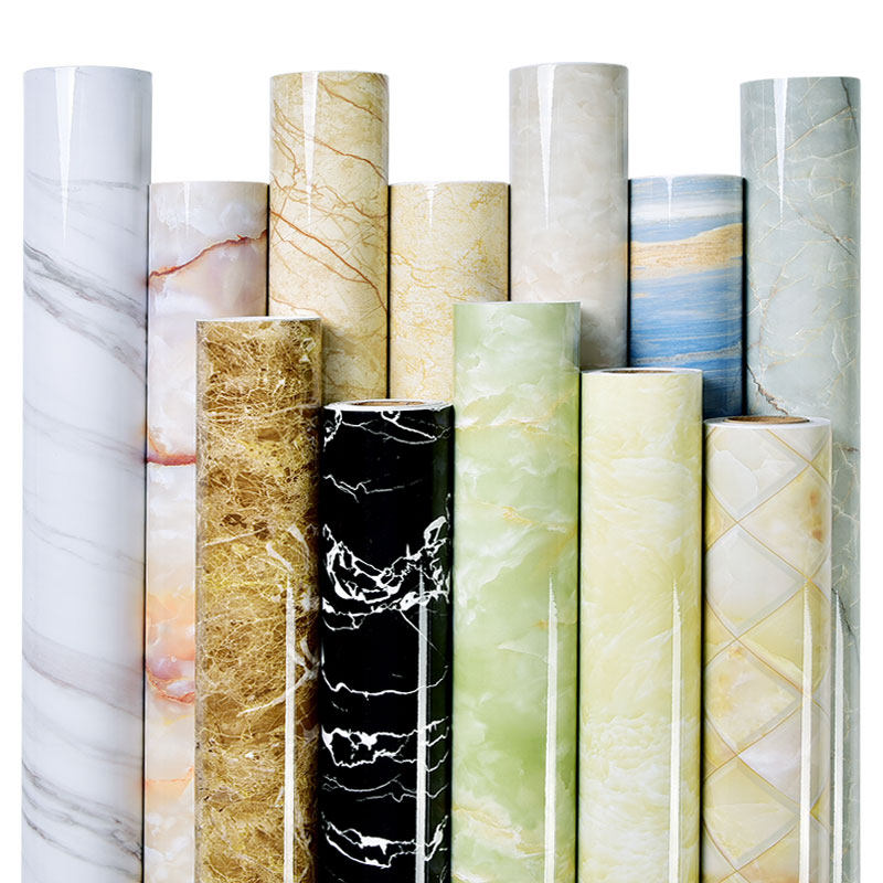 Thickened Marble Waterproof Anti-Oil Sticker Wardrobe Shoe Cabinet Wine Cabinet Bookcase Old Furniture Renovated Sticker Self-Glued Wall Sticker