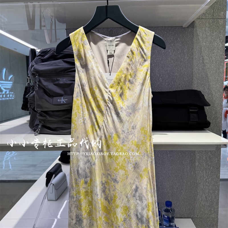 Ck Jeans Genuine Product from the Store 2025 Early Autumn Women's Casual Resort Style Suspender V-Neck Dress 44B059P