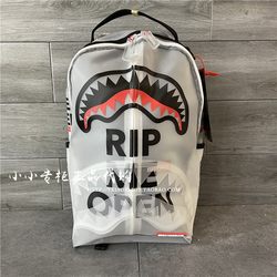 SprayGround 유럽과 미국의 투명한 낙서 배낭 남성용 대용량 배낭 여성용 학교 가방 SG Shark W0635708