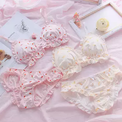 Banana carrot Japanese cute cartoon soft cute girl underwear without steel ring student sweet underwear set
