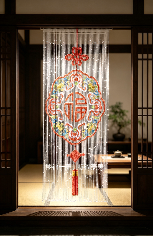 2026 New Model Traditional Auspicious Five-Color Patterned Fortune Character Door Curtain, Bead Curtain, Partition Curtain, Finished Product or DIY Hanging Decoration 2026 New Model Traditional Auspicious Five-Color Patterned Fortune Character Door Curtain, Bead Curtain, Partition Curtain, Finished Product or DIY Hanging Decoration