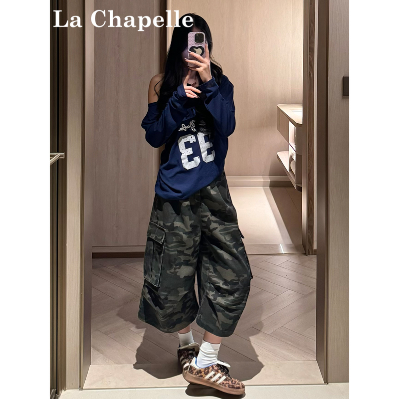 La Chapelle Camouflage Denim Capri Shorts for Women 2026 Summer New High-Waisted Loose Wide-Leg Slimming Cargo Shorts La Chapelle Camouflage Denim Capri Shorts for Women 2026 Summer New High-Waisted Loose Wide-Leg Slimming Cargo Shorts