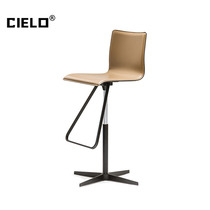 Saddle leather bar chair home high chair Italian minimalist reception chair designer island chair lift bar chair