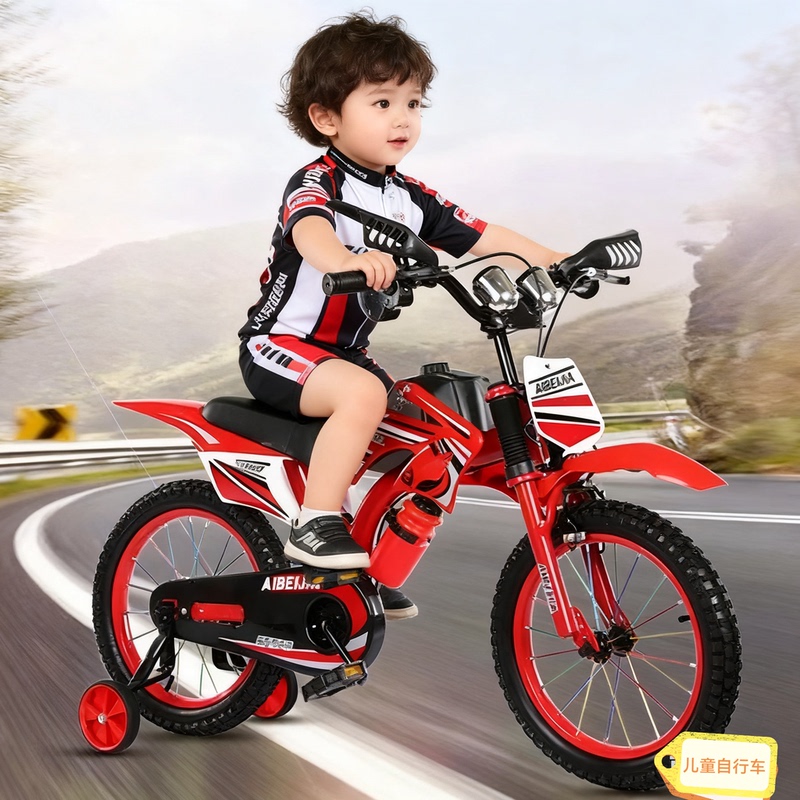 Children's Motorcycle Bicycle, Mountain Off-Road Vehicle, 12-14- 16-18inch Pedal Bicycle for Boys and Girls, 3-6-9 Years Old