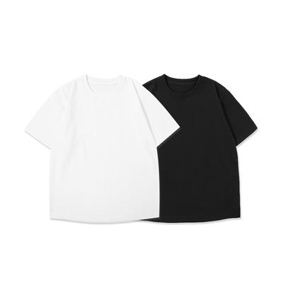 Pure Japanese-style simple and casual solid-color basic short-sleeved T-shirts, loose and versatile pure cotton tops for men and women, couple outfits