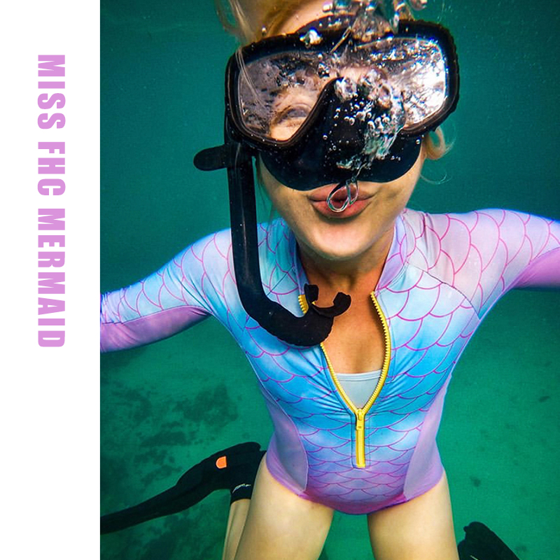 Violet Mermaid Slim Slow Sleeved Sun-proof Spa Free Diving suit Dry Dry Jellyfish
