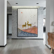 New Chinese style porch decorative painting vertical version of light luxury texture corridor murals living room sofa background wall painting