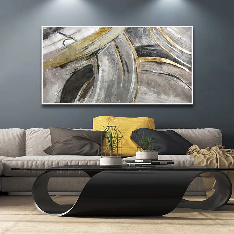 Pure hand-painted modern minimalist living room decoration painting light luxury sofa background wall oil painting abstract office bedside painting
