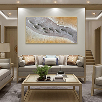 Light luxury nine fish map porch decoration painting pure hand-painted model room oil painting new Chinese living room sofa background wall painting